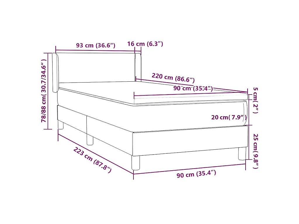 Sommier à lattes de lit avec matelas rose 90x220 cm velours
