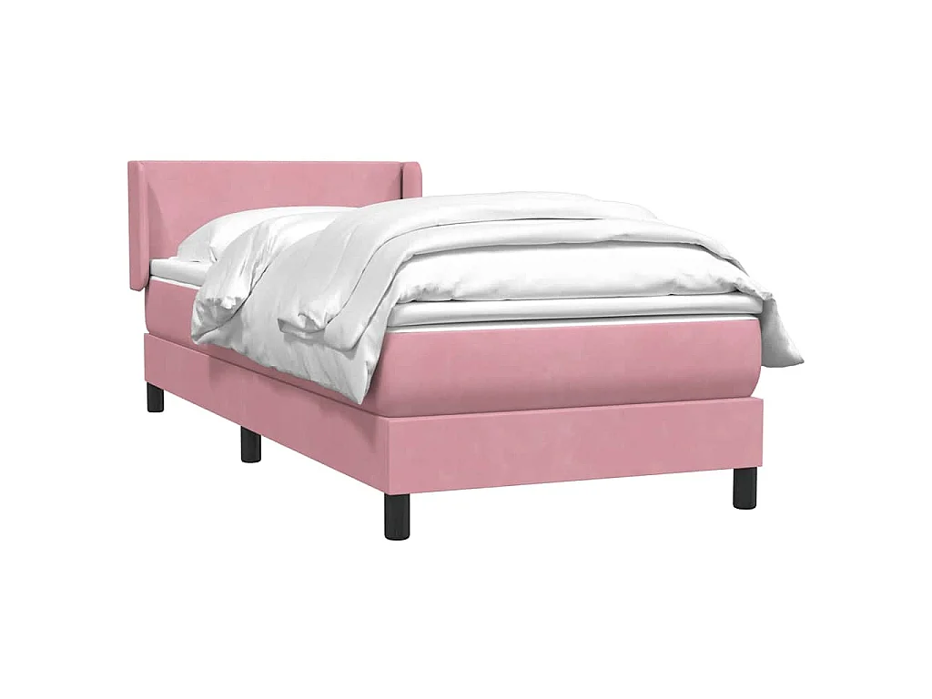 Sommier à lattes de lit avec matelas rose 90x220 cm velours
