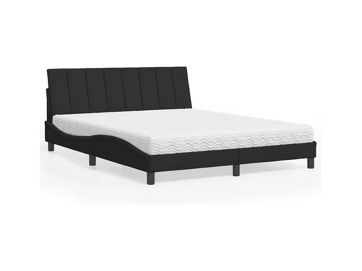 Lit avec matelas noir 160x200 cm velours