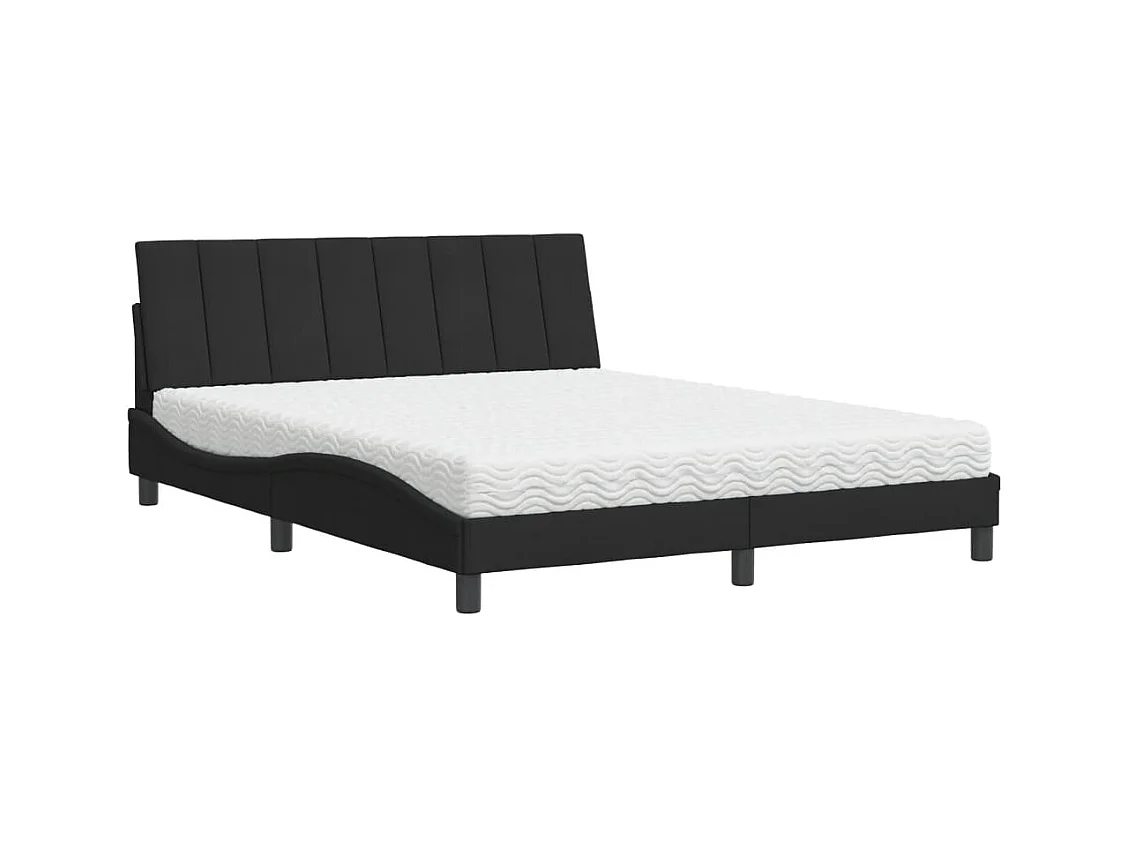 Lit avec matelas Hanko noir 160x200 cm velours