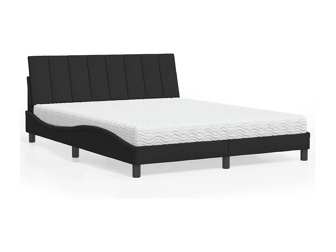 Letto con Materasso Hanko Nero 160x200 cm in Velluto