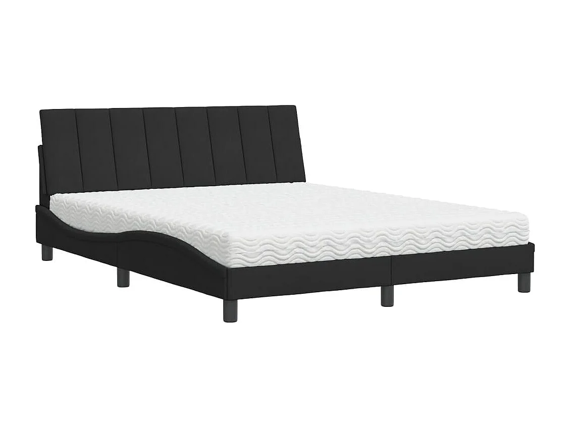 Letto con Materasso Hanko Nero 160x200 cm in Velluto