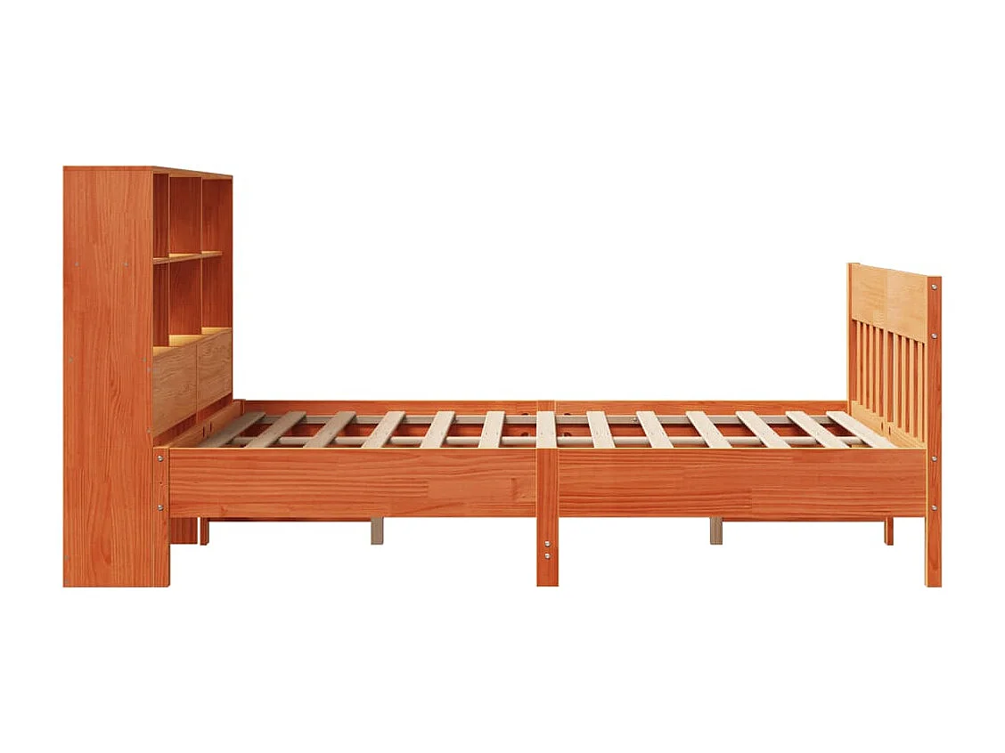 Cadre de lit sans matelas cire marron 160x200cm bois pin massif