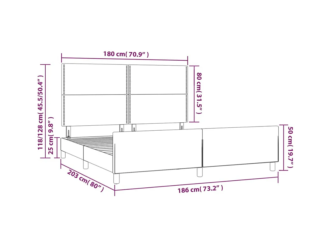 Cadre de lit avec tête de lit Cappuccino 180x200 cm Similicuir
