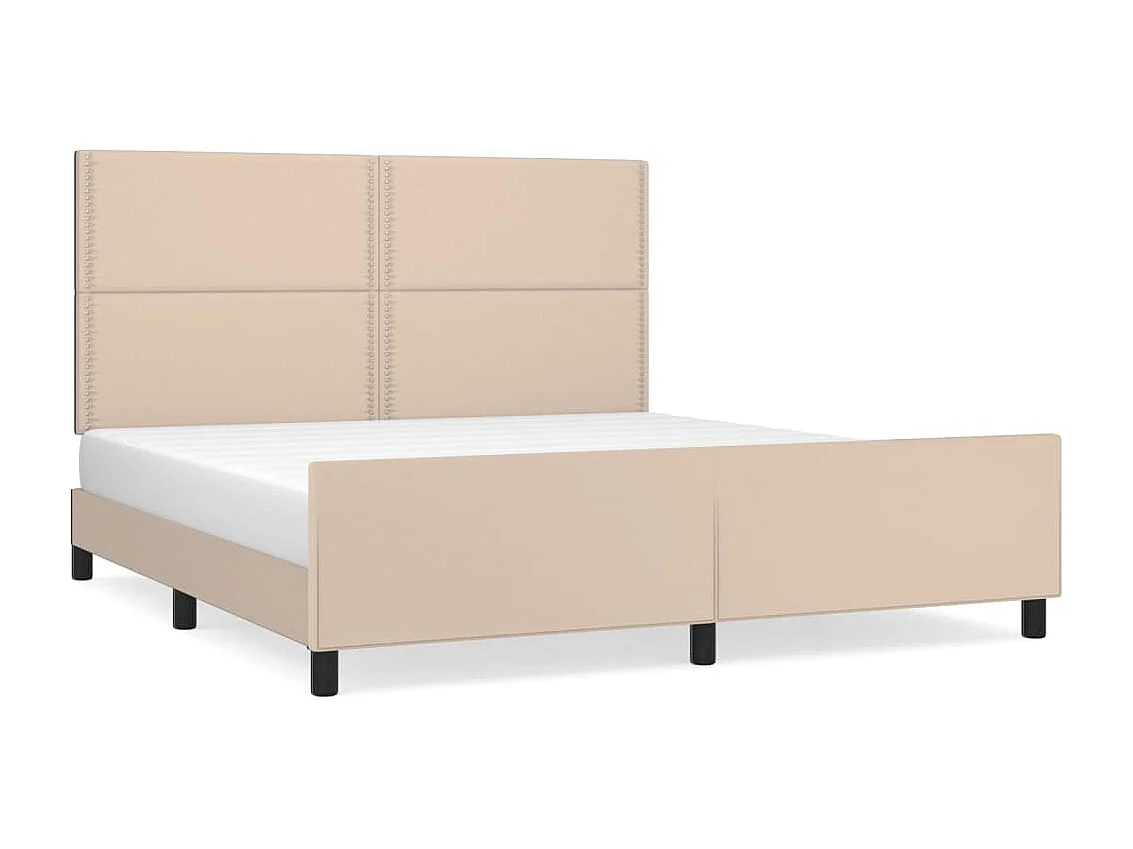 Estructura de cama cabecero cuero sintético capuchino 180x200cm