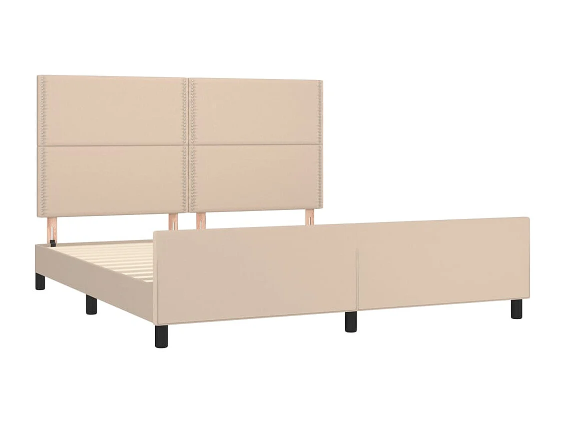 Estructura de cama cabecero cuero sintético capuchino 180x200cm