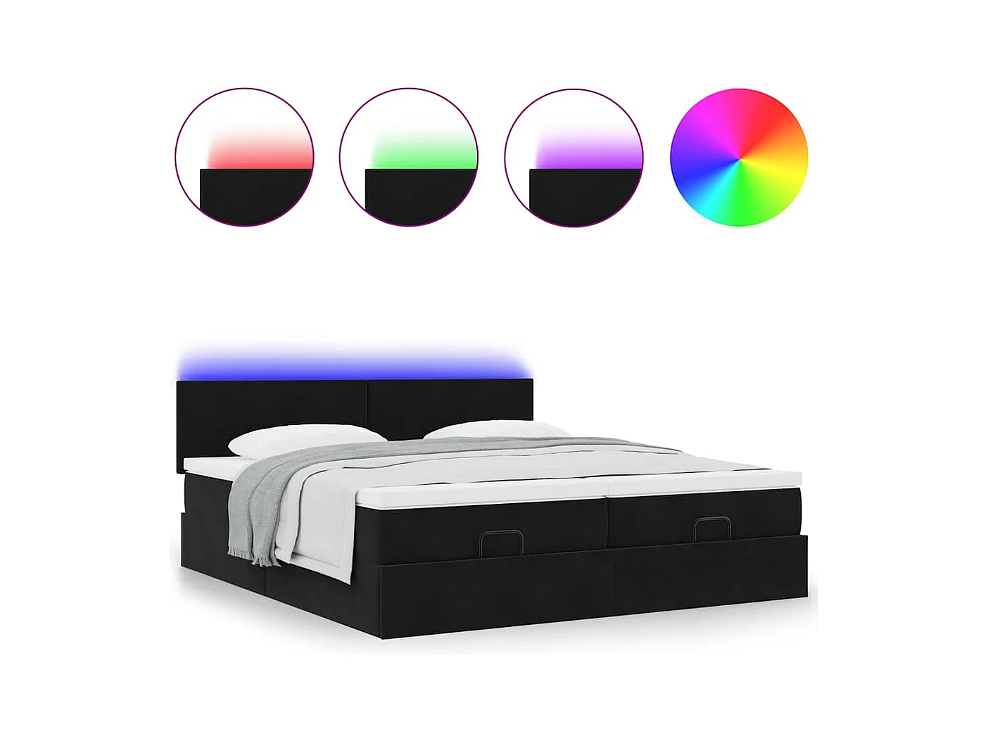 Cadre de lit ottoman avec matelas noir 160x200 cm velours