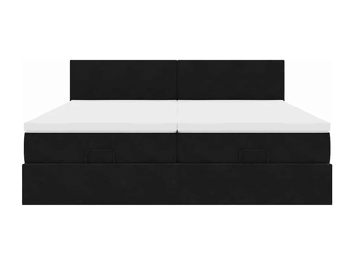 Struttura Letto Pouf con Materassi Nero 160x200 cm in Velluto