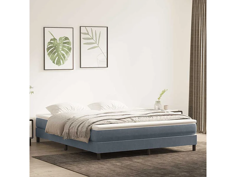 Cama com molas sem colchão 180x220 cm veludo cinzento-escuro