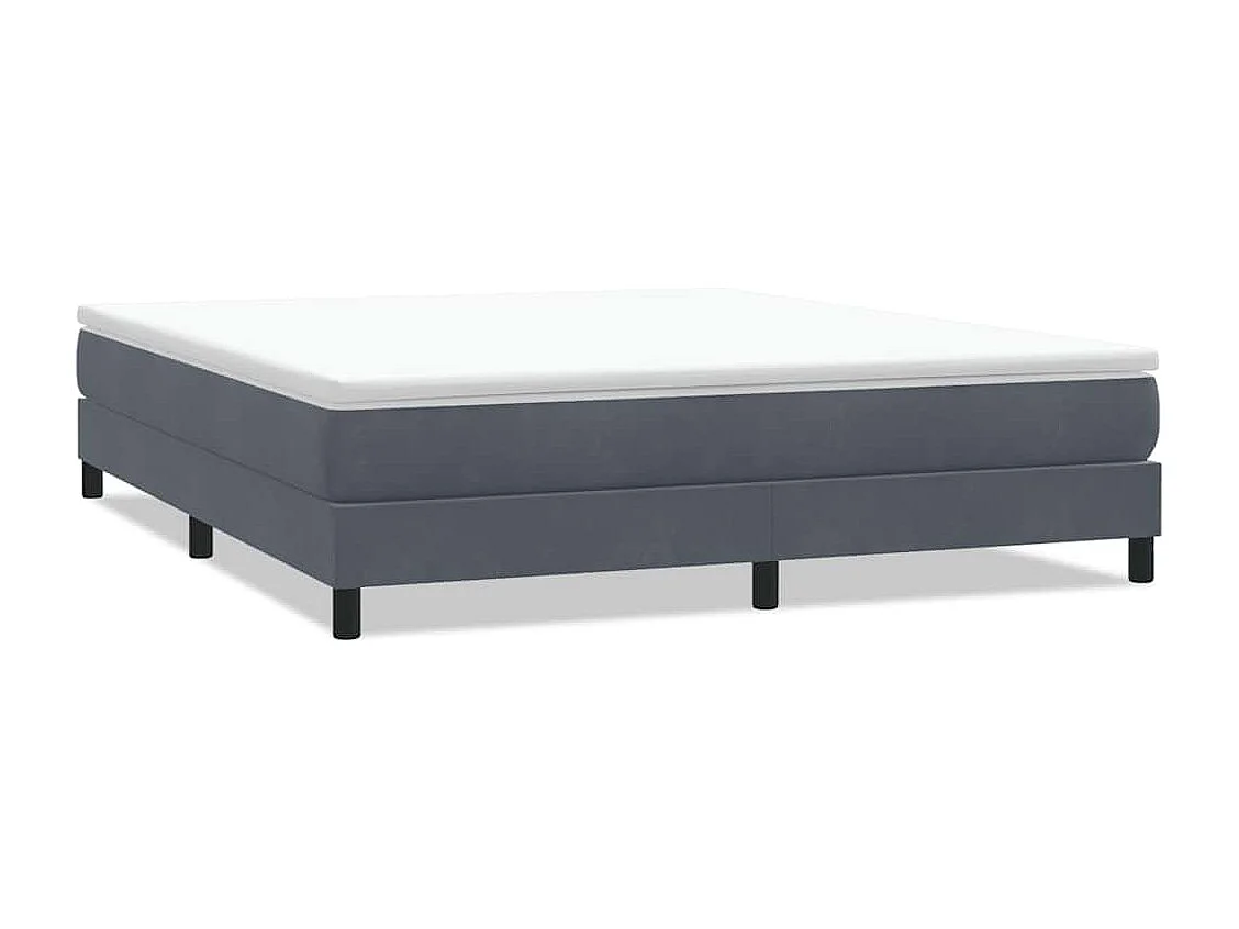 Cama box spring con colchón terciopelo gris oscuro 180x220 cm