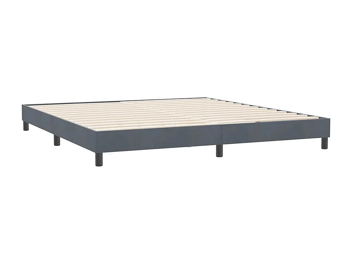 Cama box spring con colchón terciopelo gris oscuro 180x220 cm