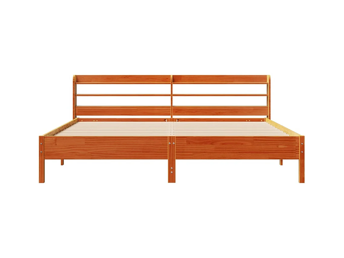 Cadre de lit sans matelas cire marron 180x200cm bois pin massif