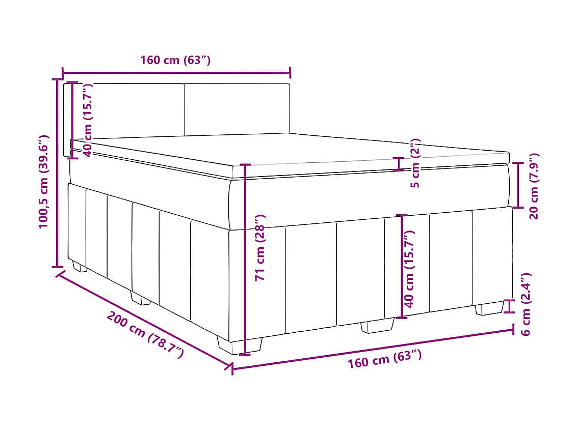 Boxspring met matras stof blauw 160x200 cm