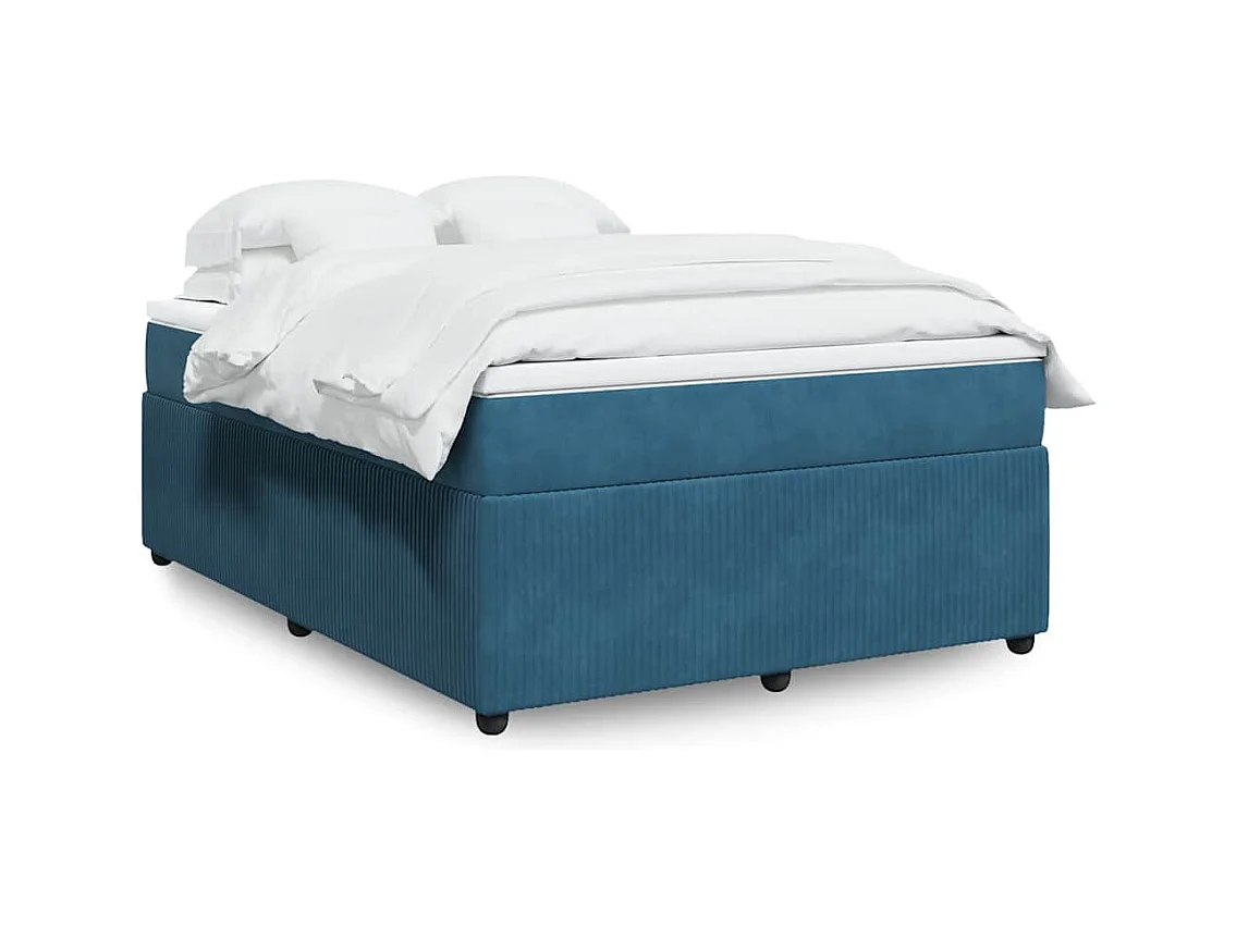 Boxspringbett mit Matratze Dunkelblau 140x200 cm Samt
