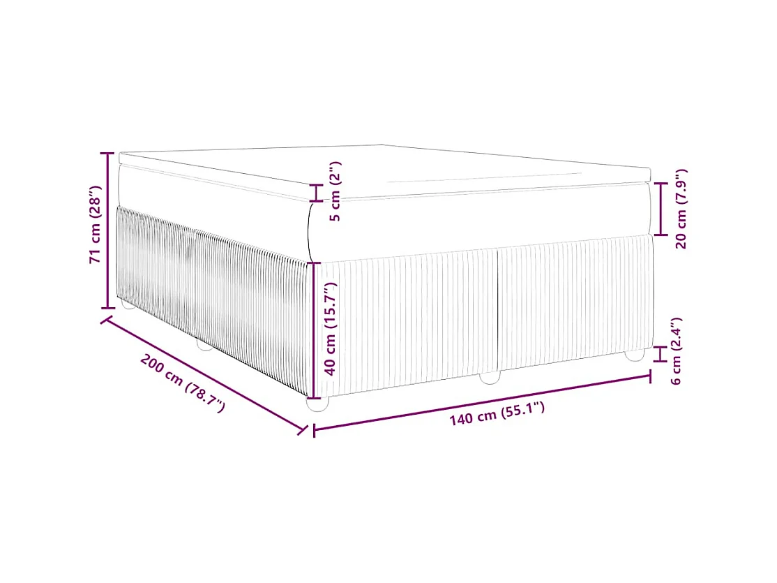 Boxspringbett mit Matratze Dunkelblau 140x200 cm Samt