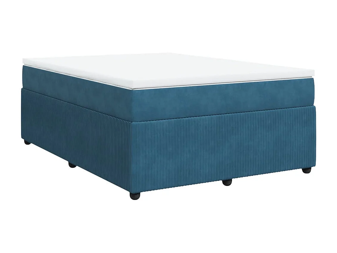 Boxspring met matras fluweel donkerblauw 140x200 cm
