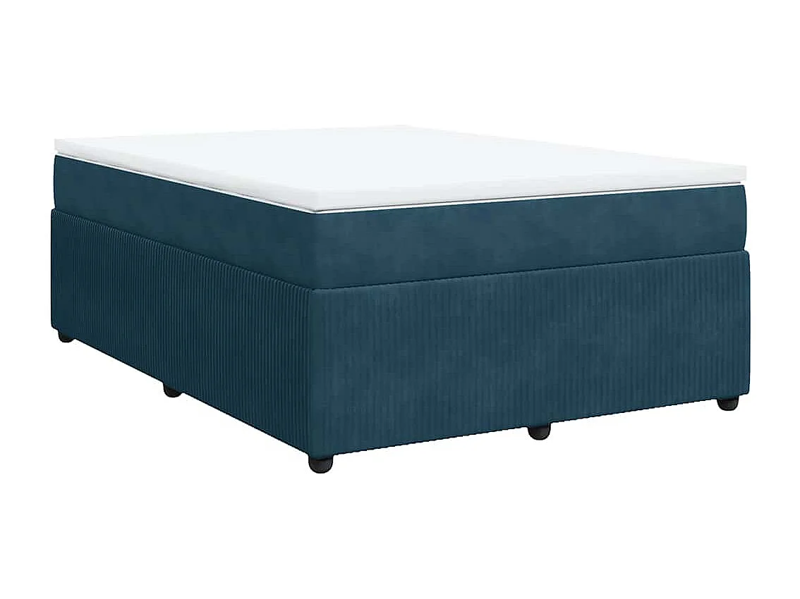 Boxspringbett mit Matratze Dunkelblau 140x200 cm Samt