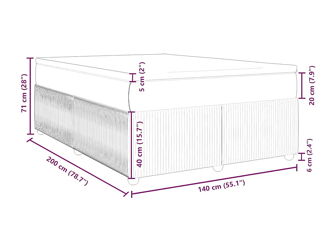 Boxspringbett mit Matratze Dunkelblau 140x200 cm Samt