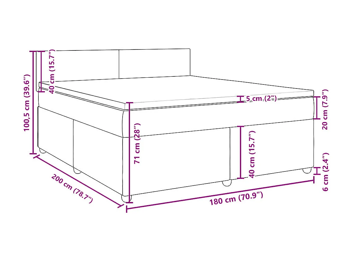 Boxspringbett mit Matratze Taupe 180x200 cm Stoff