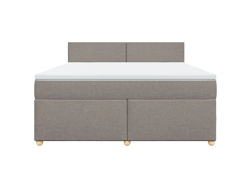 Cama box spring con colchón tela gris taupe 180x200 cm