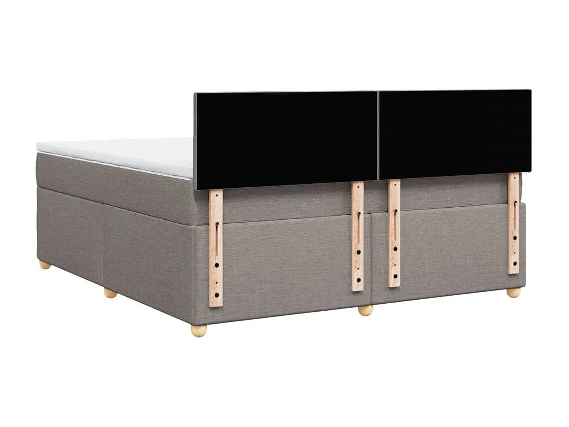 Cama box spring con colchón tela gris taupe 180x200 cm