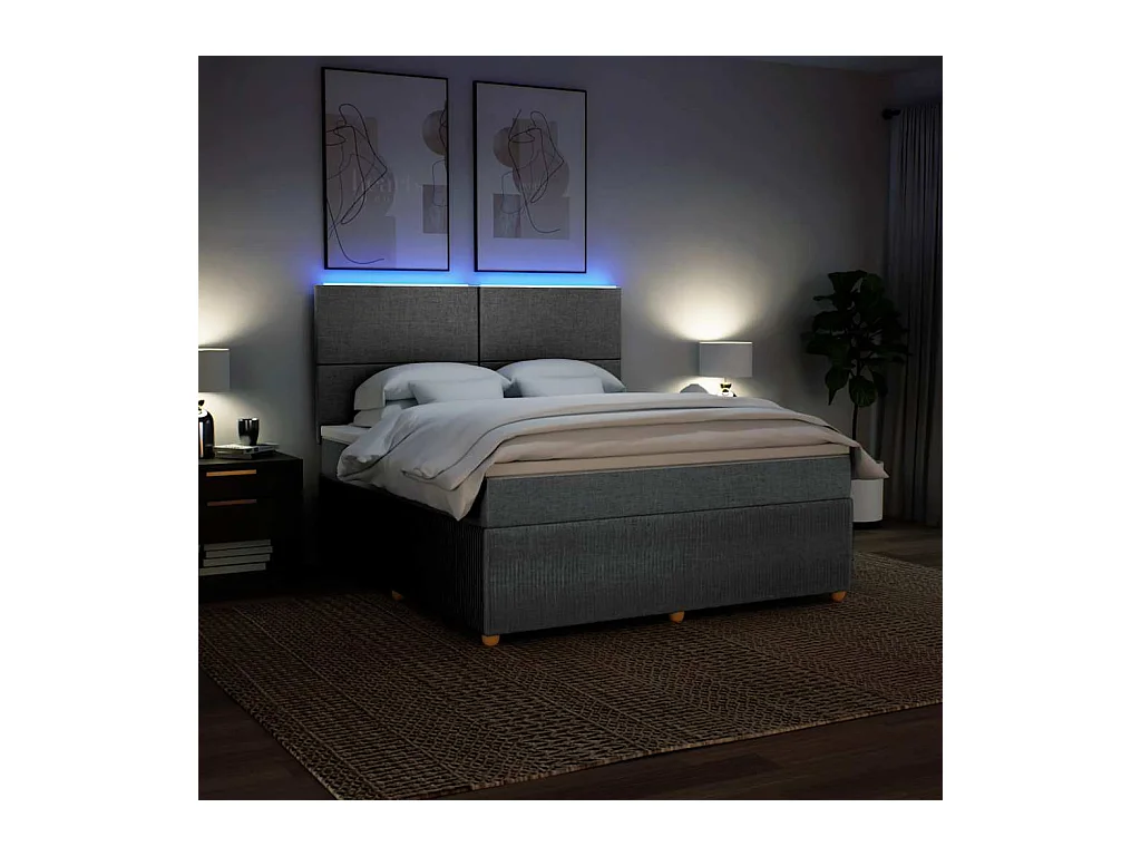 Boxspring met matras stof lichtgrijs 180x200 cm