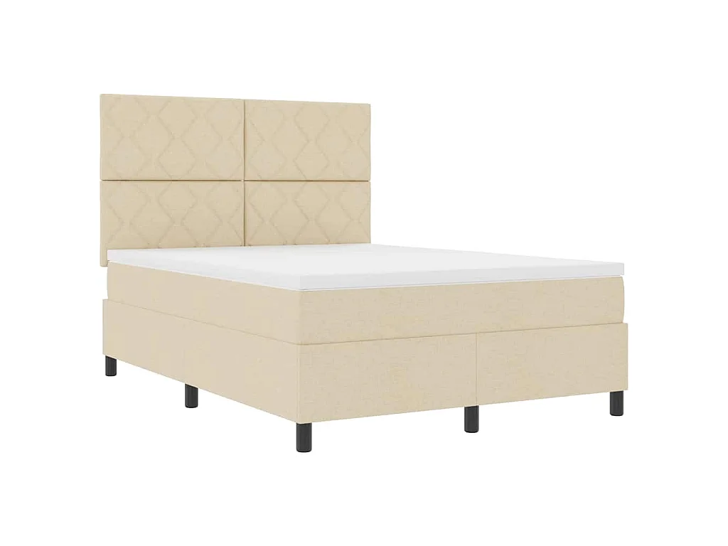 Lit à ressorts avec bandes LED Crème 140 x 200 cm tissu