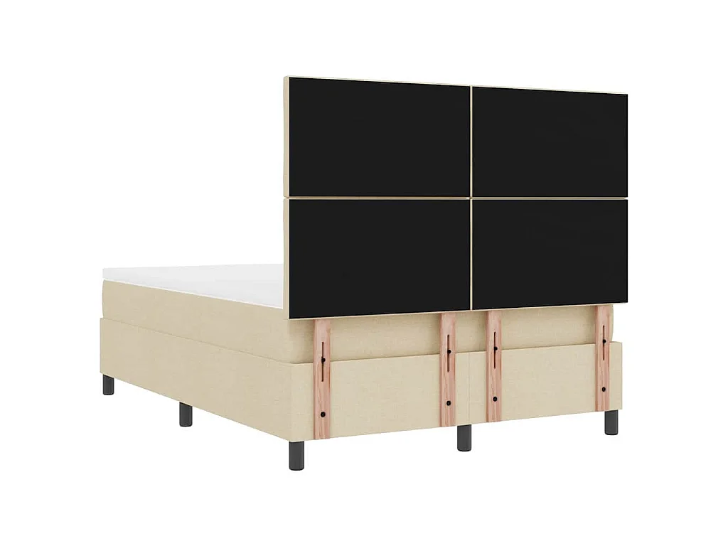 Lit à ressorts avec bandes LED Crème 140 x 200 cm tissu