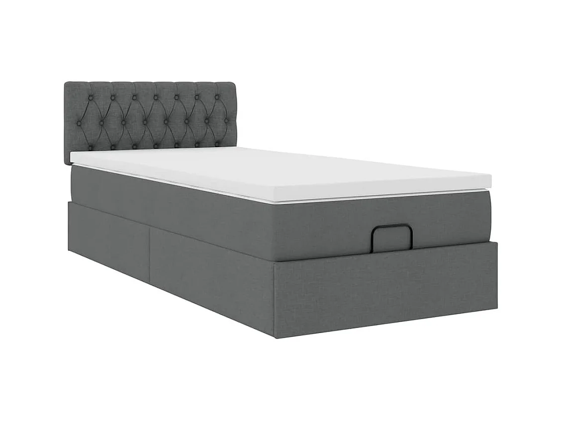 Ottoman-Bett mit Matratze Dunkelgrau 100x200 cm Stoff