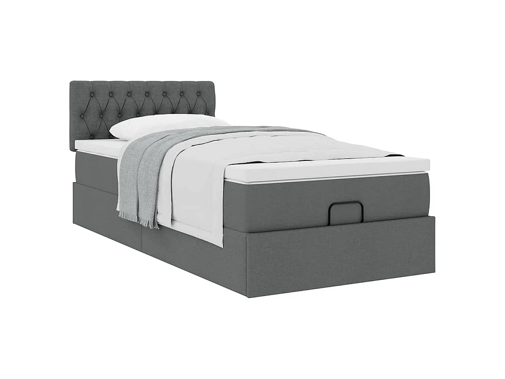Ottoman bed met matras 100x200cm stof donkergrijs