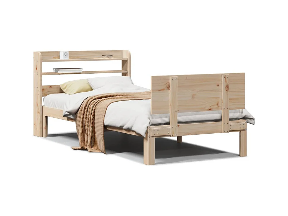 Giroletto con Testiera 90x190 cm in Legno Massello di Pino