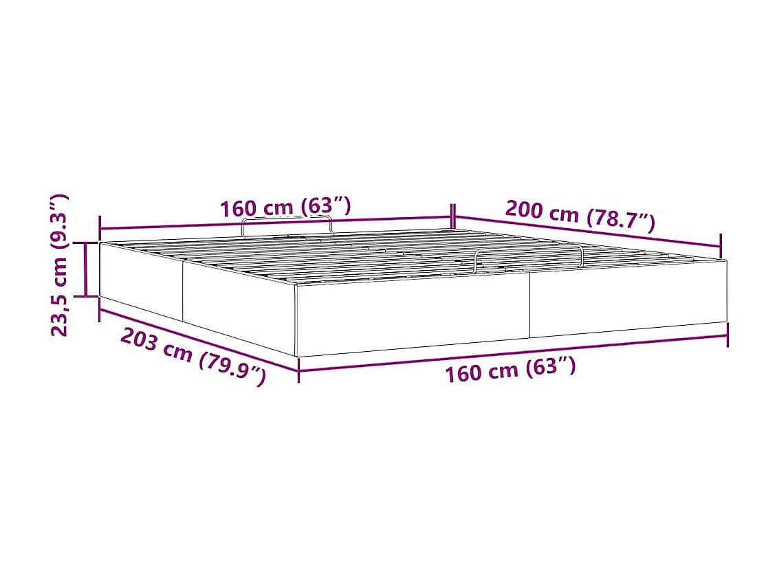 Ottoman-Bett ohne Matratze Taupe 160x200 cm Stoff