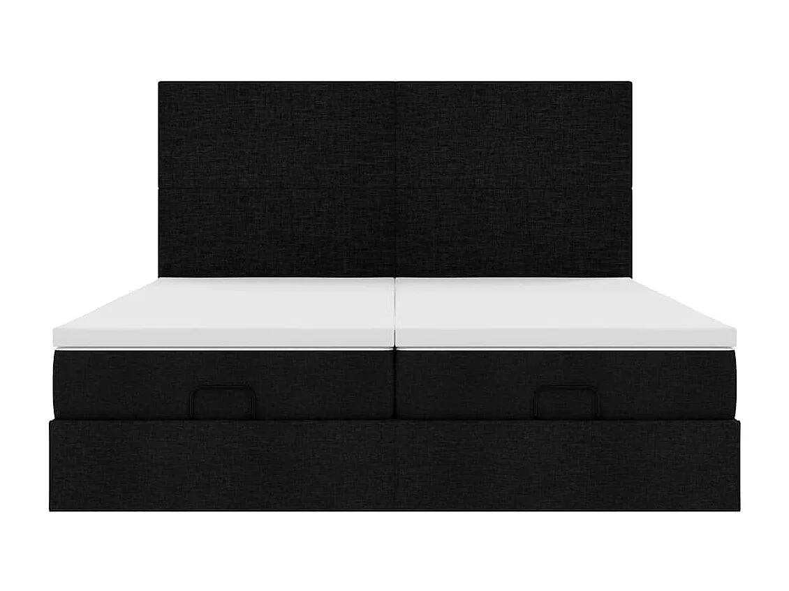 Cadre de lit ottoman avec matelas noir 160x200 cm tissu