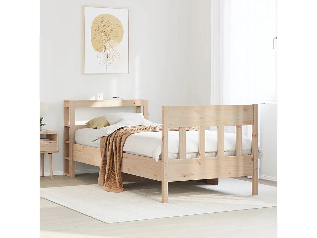 Letto senza Materasso 90x200 cm in Legno Massello di Pino