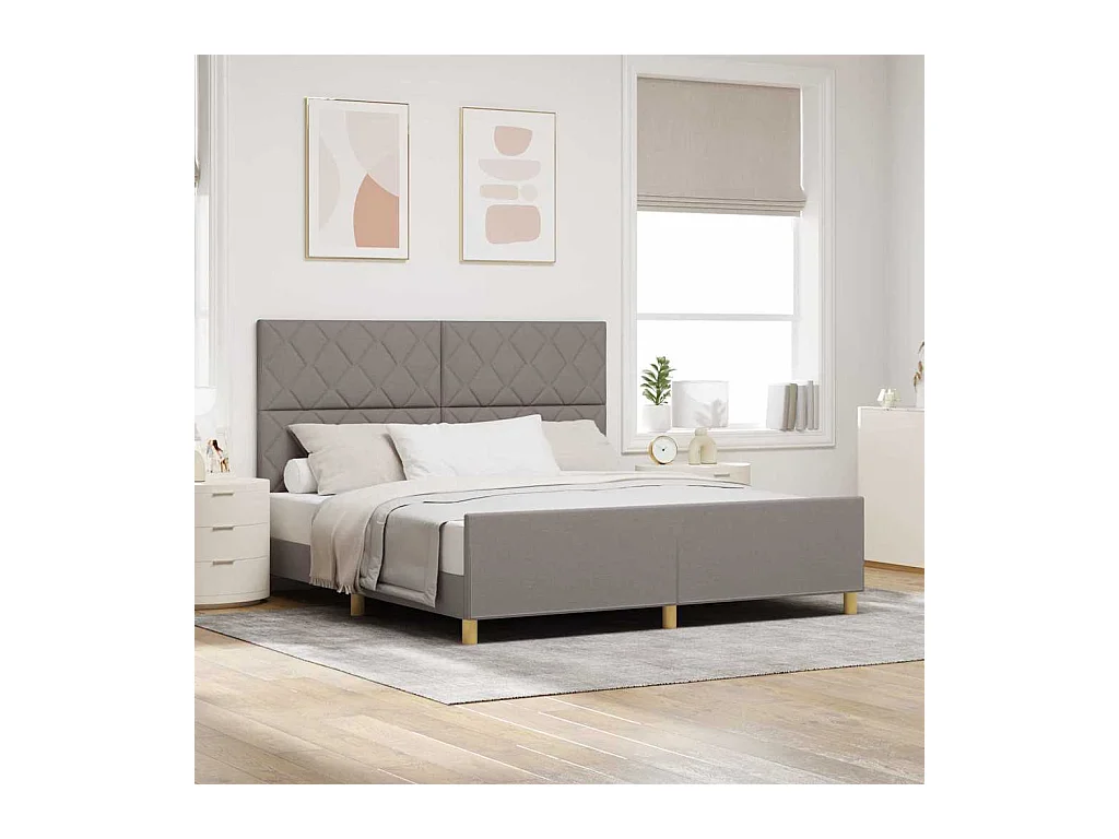 Bettgestell mit Kopfteil Taupe 180 x 200 cm Stoff