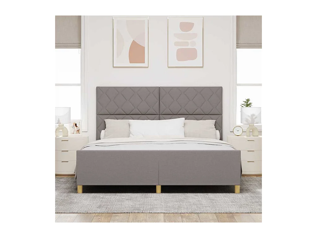 Bettgestell mit Kopfteil Taupe 180 x 200 cm Stoff