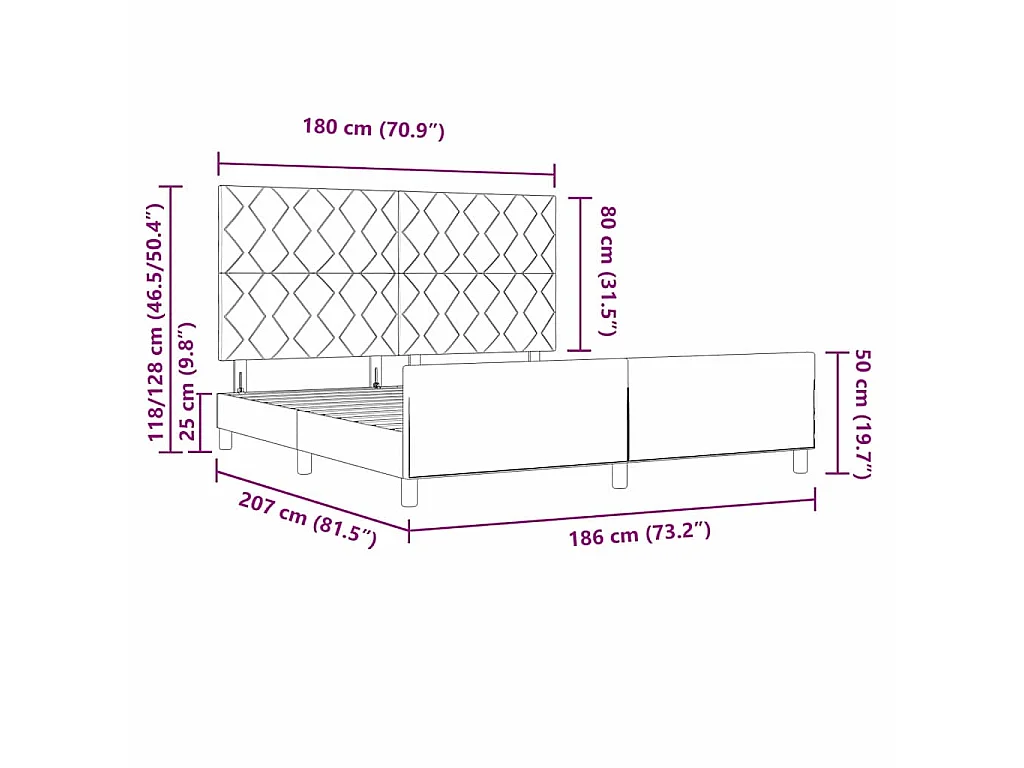 Struttura del letto con testiera Talpa 180 x 200 cm Tessuto