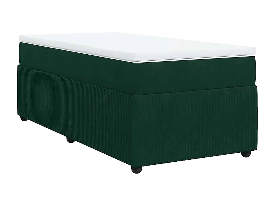 Cama com molas/colchão 90x200 cm veludo verde-escuro