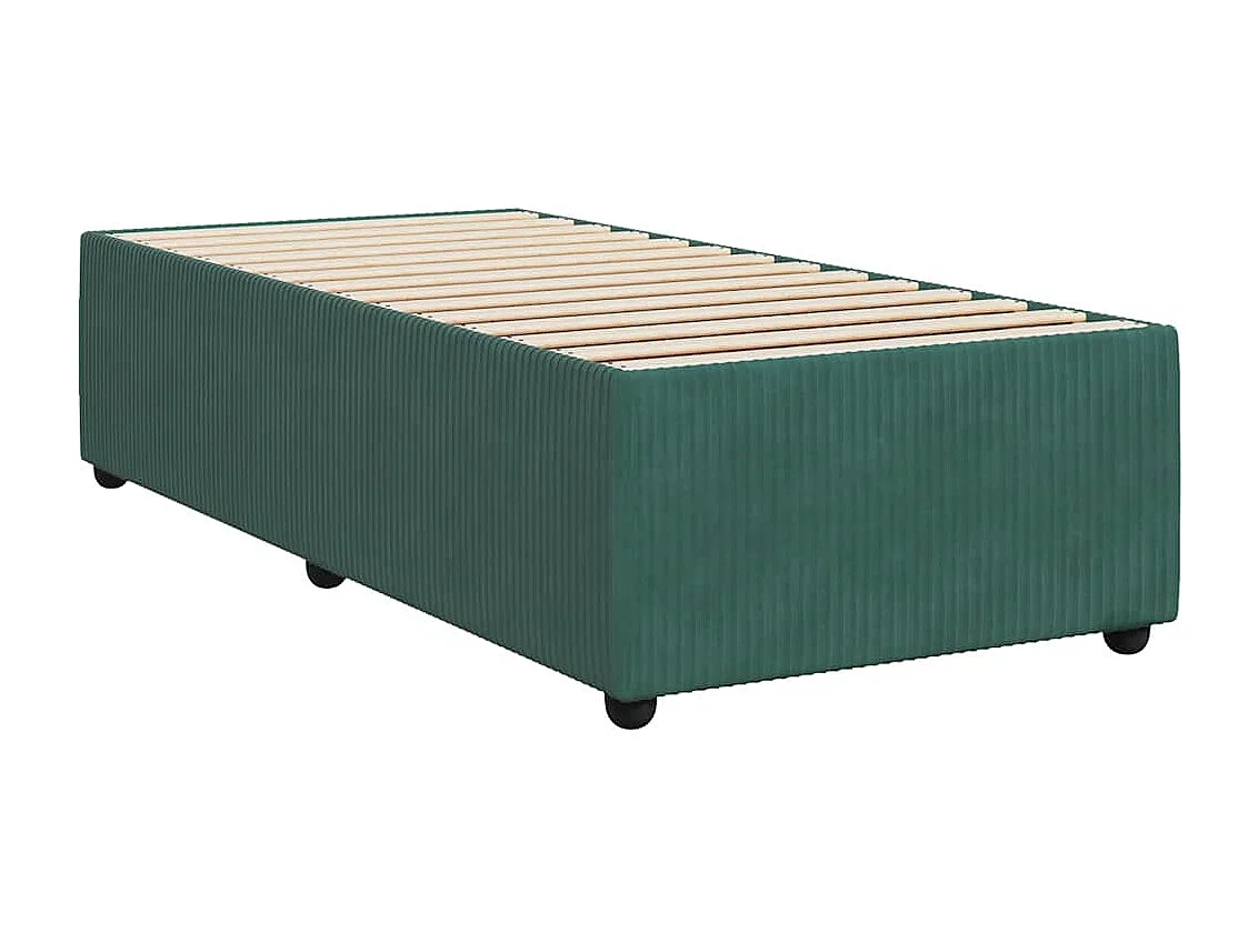 Cama com molas/colchão 90x200 cm veludo verde-escuro