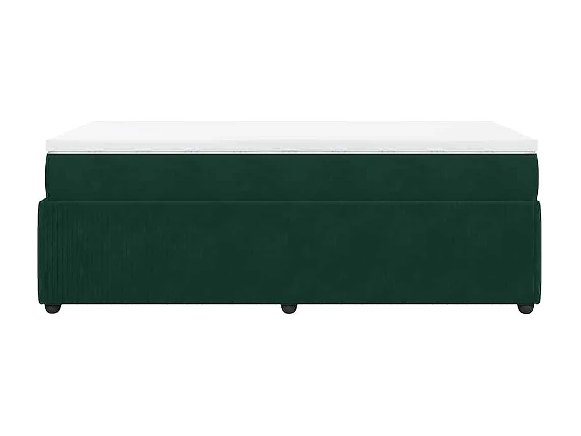 Cama com molas/colchão 90x200 cm veludo verde-escuro