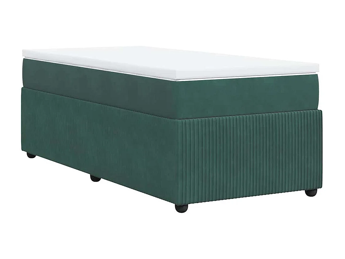 Cama com molas/colchão 90x200 cm veludo verde-escuro