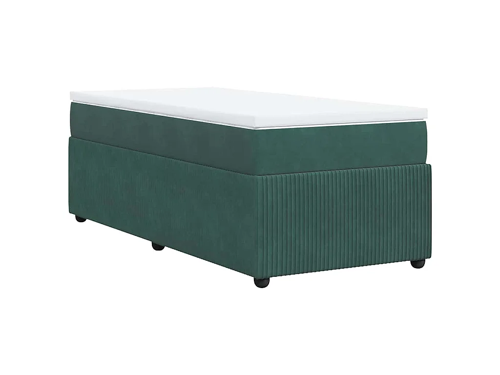 Boxspring met matras fluweel donkergroen 90x200 cm