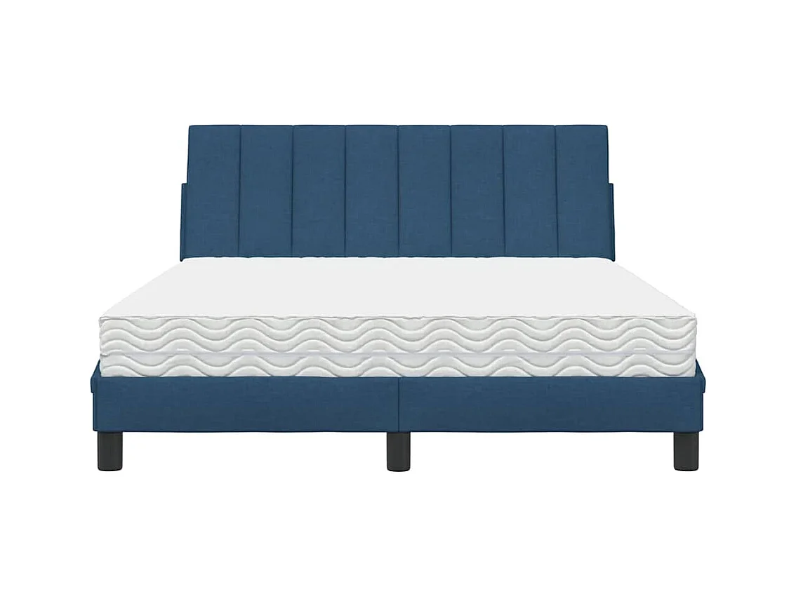 Lit avec matelas bleu 140x200 cm tissu