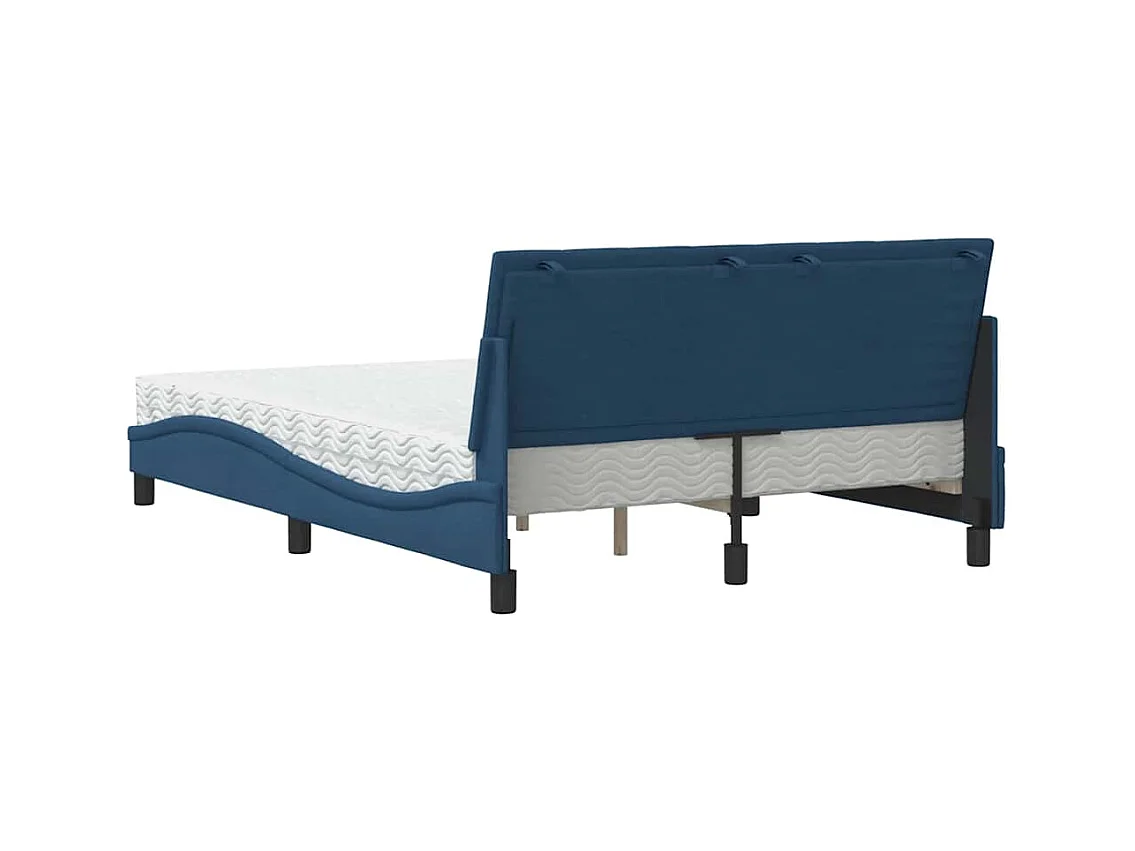 Lit avec matelas bleu 140x200 cm tissu