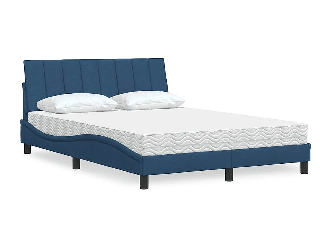 Lit avec matelas Hanko bleu 140x200 cm tissu