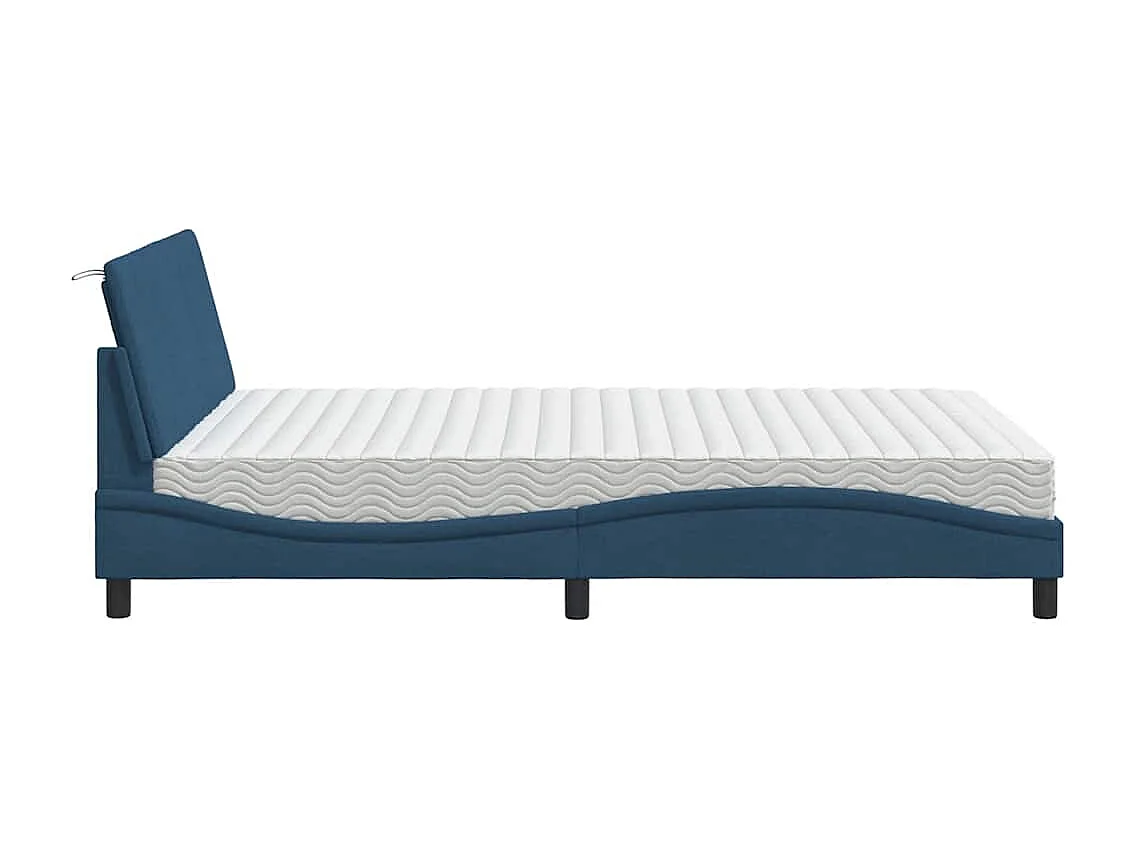 Lit avec matelas Hanko bleu 140x200 cm tissu