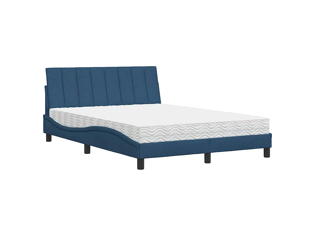 Lit avec matelas Hanko bleu 140x200 cm tissu