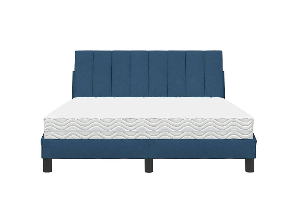 Lit avec matelas Hanko bleu 140x200 cm tissu