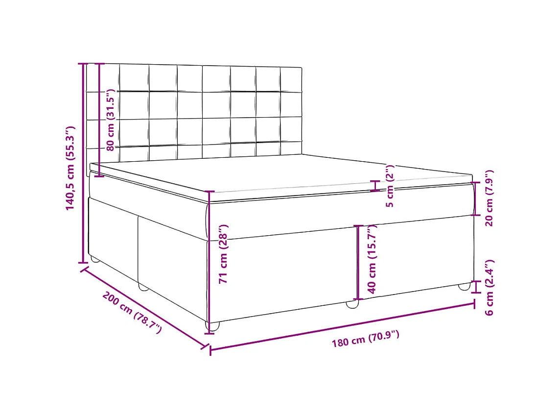 Boxspringbett mit Matratze Dunkelgrau 180x200 cm Stoff