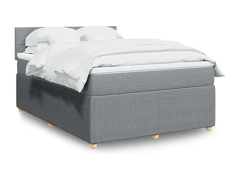 Boxspringbett mit Matratze Hellgrau 140x190 cm Stoff